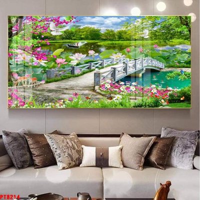 File tranh quảng cáo Tranh sơn thủy thác nước PT8214 (download file gốc)