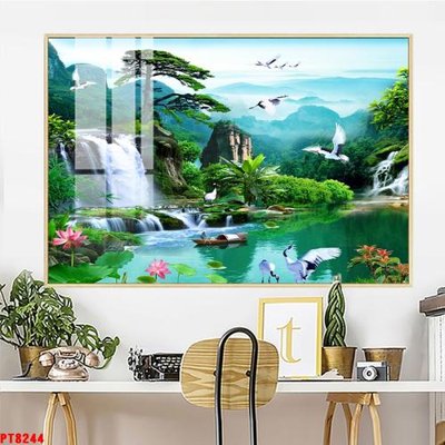 Tải file Tranh sơn thủy thác nước PT8244 (gốc) in nhanh