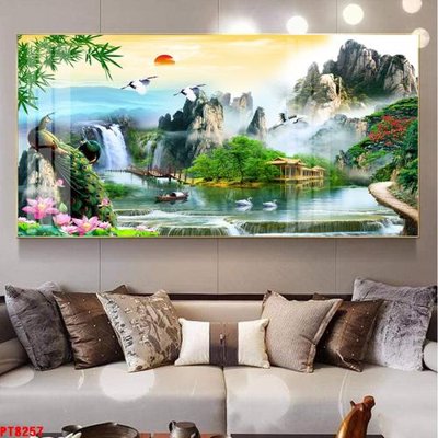 File tranh Tranh sơn thủy thác nước PT8257 (gốc) chủ đề trẻ em