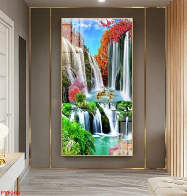 Tải file gốc Tranh sơn thủy thác nước PT8262 (in không vỡ ảnh)