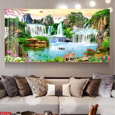 Download file gốc Tranh sơn thủy thác nước PT8266 (in mica) trang trí