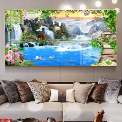 File PSD Tranh sơn thủy thác nước PT8278 (gốc) nhiều lớp (multi-layer)