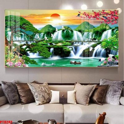 Tải file gốc Tranh sơn thủy thác nước PT8282 (để in lụa)