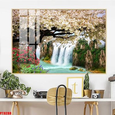 Download file gốc Tranh sơn thủy thác nước PT8288 (in lụa) cao cấp