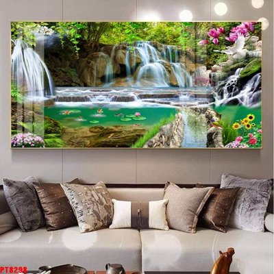 File ảnh Tranh sơn thủy thác nước PT8298 (gốc) in Hiflex