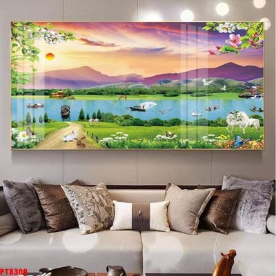 Download file Tranh sơn thủy thác nước PT8309 (chuẩn in) chất lượng cao