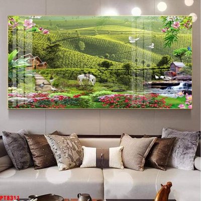 File in trần Tranh sơn thủy thác nước PT8311 (bản gốc) đại dương