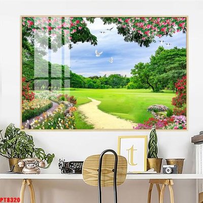 File tranh Tranh sơn thủy thác nước PT8320 (gốc) chủ đề con người