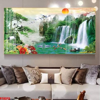 File tranh gốc Tranh sơn thủy thác nước PT8323 (bản quyền) file PSD