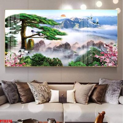 File gốc Tranh sơn thủy thác nước PT8335 (in mica) làm quà tặng