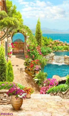 Tải file File phong thủy đứng thác nước PTD1015 (gốc) làm file tranh quảng cáo