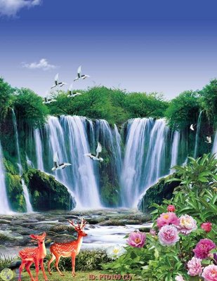 Tải file File phong thủy đứng thác nước PTD109 (gốc) làm file tranh quảng cáo