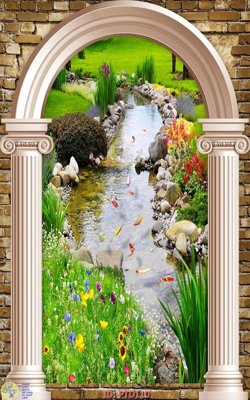 File gốc File phong thủy đứng thác nước PTD110 (in mica) cắt laser