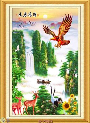 Download file File phong thủy đứng thác nước PTD112 (gốc) in mica đèn LED