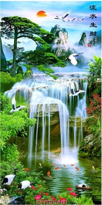 File in trần File phong thủy đứng thác nước PTD118 (bản gốc) bầu trời