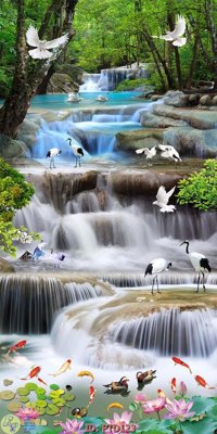 Ảnh gốc File phong thủy đứng thác nước PTD123 (độ nét cao) in mica