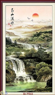 Download file File phong thủy đứng thác nước PTD13 (gốc) in mica bàn thờ