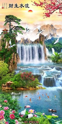 File PSD File phong thủy đứng thác nước PTD130 (chất lượng in ấn)
