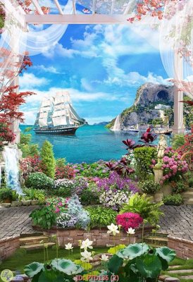 Tải file File phong thủy đứng thác nước PTD136 (gốc) làm tranh treo tường