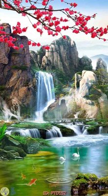 Tải file tranh File phong thủy đứng thác nước PTD152 (ảnh gốc) ngay