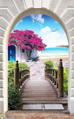 Ảnh gốc file in lụa File phong thủy đứng thác nước PTD157 chi tiết