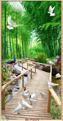 File gốc File phong thủy đứng thác nước PTD178 (in lụa) tranh mã đáo