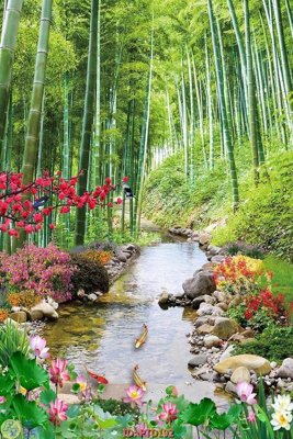 File PSD File phong thủy đứng thác nước PTD192 (bản gốc) cho nhà in