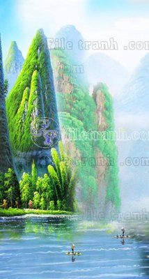 File gốc in ấn File phong thủy đứng thác nước PTD2003 chất lượng vượt trội