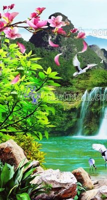 Cung cấp file tranh gốc File phong thủy đứng thác nước PTD2006 độc quyền