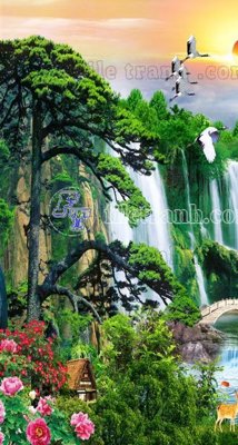File tranh File phong thủy đứng thác nước PTD2007 (gốc) chủ đề thiên nhiên