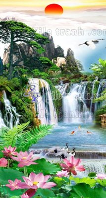 Ảnh gốc File phong thủy đứng thác nước PTD2008 (siêu chi tiết) để in ấn