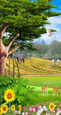 File gốc File phong thủy đứng thác nước PTD2015 (in mica) trang trí