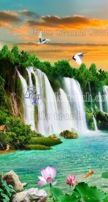 Tải file tranh gốc File phong thủy đứng thác nước PTD2032 chất lượng cao