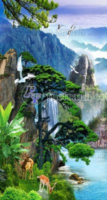 File gốc File phong thủy đứng thác nước PTD2041 (phong cách) tối giản