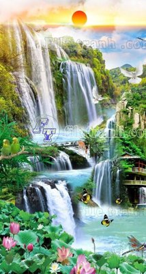 File gốc File phong thủy đứng thác nước PTD2047 (trang trí) phòng trẻ em