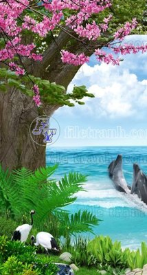 File gốc File phong thủy đứng thác nước PTD2056 (in lụa) tranh phong thủy