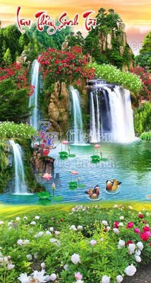 Tải file File phong thủy đứng thác nước PTD2059 (PSD) cho in tranh kính