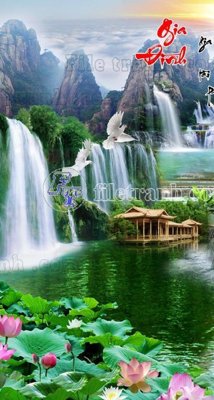 Download file File phong thủy đứng thác nước PTD2065 (gốc) in mica đèn LED