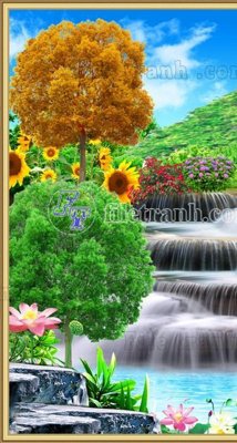 File ảnh File phong thủy đứng thác nước PTD2078 (gốc) cho trang trí nhà hàng