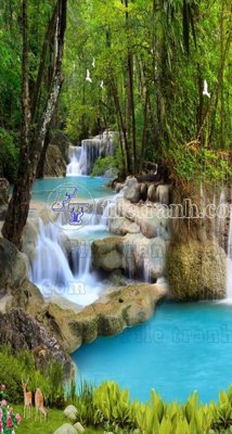 File ảnh File phong thủy đứng thác nước PTD2090 (gốc) in quảng cáo ngoài trời