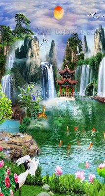 Tải file File phong thủy đứng thác nước PTD2100 (gốc) in ấn chất lượng