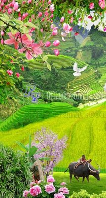 File gốc File phong thủy đứng thác nước PTD2107 (trang trí) cho phòng khách