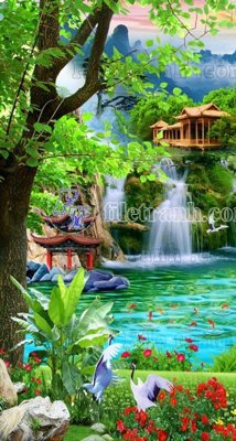 File gốc in mica File phong thủy đứng thác nước PTD2114 chất lượng