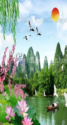 File PSD File phong thủy đứng thác nước PTD2126 (bản gốc) đã tách nền