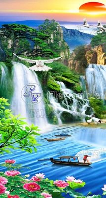 File gốc File phong thủy đứng thác nước PTD2139 (ảnh chi tiết) để in lụa