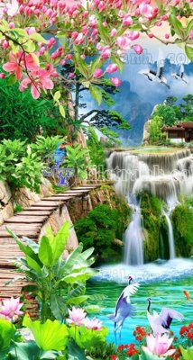 File PSD File phong thủy đứng thác nước PTD2145 (bản gốc) đã tách nền