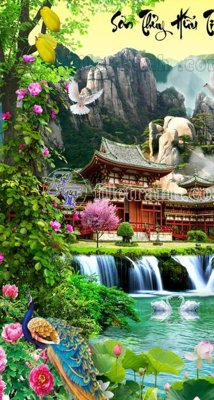 File gốc File phong thủy đứng thác nước PTD2160 (phiên bản chuẩn) để in ấn