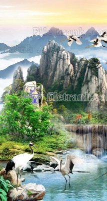 Tải file File phong thủy đứng thác nước PTD2161 (ảnh gốc) in tranh kính