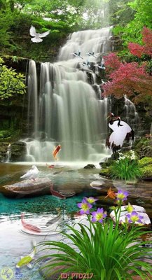 File PSD File phong thủy đứng thác nước PTD217 (nguyên bản) cho thiết kế