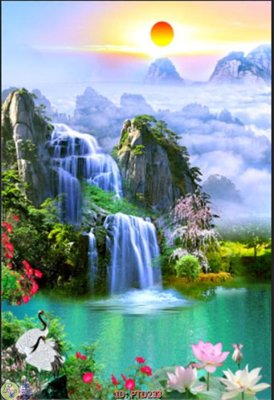 Download file File phong thủy đứng thác nước PTD233 (gốc) cho xưởng in